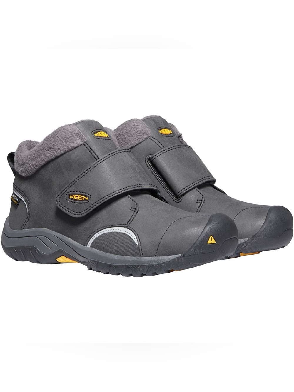 KEEN Waterproof Winter Boots Gray Leather Hook & Loop Warm Fleece Insole Toddler